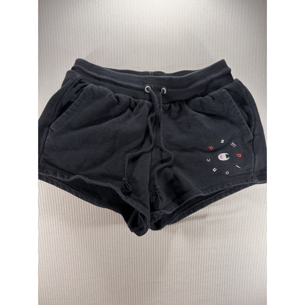Vtg Y2K Champion Womens Reverse Weave Pull On  Shorts 3" Inseam Black Size L